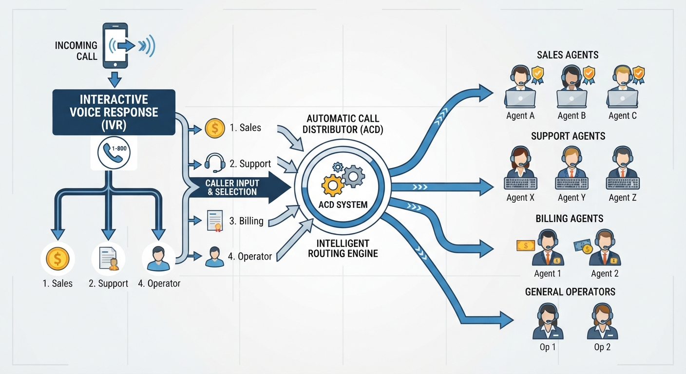 What is the difference between ACD and IVR systems?